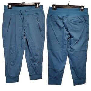 Athleta Crop Tapered Leg Pants Women's Size 6 Blue Drawstring W Pockets